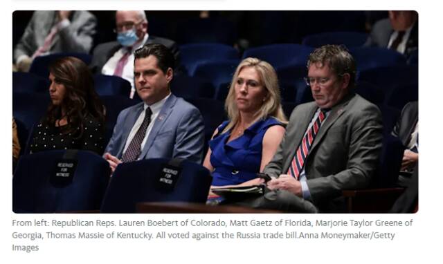 对制裁俄罗斯和白俄罗斯投下反对票，8名美国议员直接“社死”